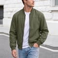 thumbnail image 2 of Agkizg Men's Fall Winter Jackets, Solid Stand Collar Jacket Raglan Sleeves Elastic Cuffs Versatile Daily Long Sleeve Casual Outerwear, 2 of 7