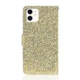 thumbnail image 2 of Allytech iPhone 11 Case for Girls Wallet, Bling Glitter Design Folding Stand PU Leather Credit Cards Slots Cash Pocket Shock-Absorption Flip Cover with Hand Strap For Apple iPhone 11 6.1",Gold, 2 of 9