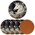 thumbnail image 2 of Unicorn 6PCS Round Coasters, Microfiber Leather Drink Coasters 11x11 cm/4.3x4.3 in, Set of 6 Absorbent Coasters for Drinks, Coasters for Home Decor, 2 of 6