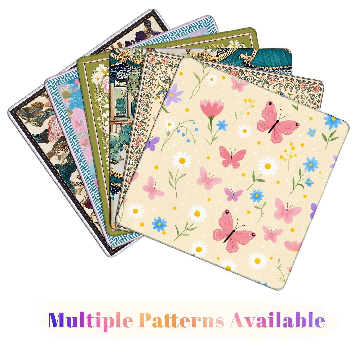 Mahjong Mat 31.5" x 31.5" Pink Purple Butterflies Colorful Flowers Light Non-Slip Noise Reduction American Mahjong Tiles Table Cover for Dominoes Poker Card Board Games Gift