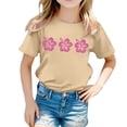 thumbnail image 1 of MEZZALL T-Shirt pour Filles, Imprimé Floral, Col Rond, Manches Courtes, T-Shirt Décontracté, Confortable, 3-4 Ans, 1 of 5