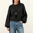 thumbnail image 4 of Edvintorg Pullover Sweaters for Women Solid Color Crew Neck Cropped Sweater Long Sleeve Loose Pullover Top Clothes Women Black XL, 4 of 6