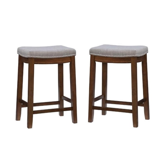 Home Square 2 Piece Wood Counter Stool Set in Rustic Brown