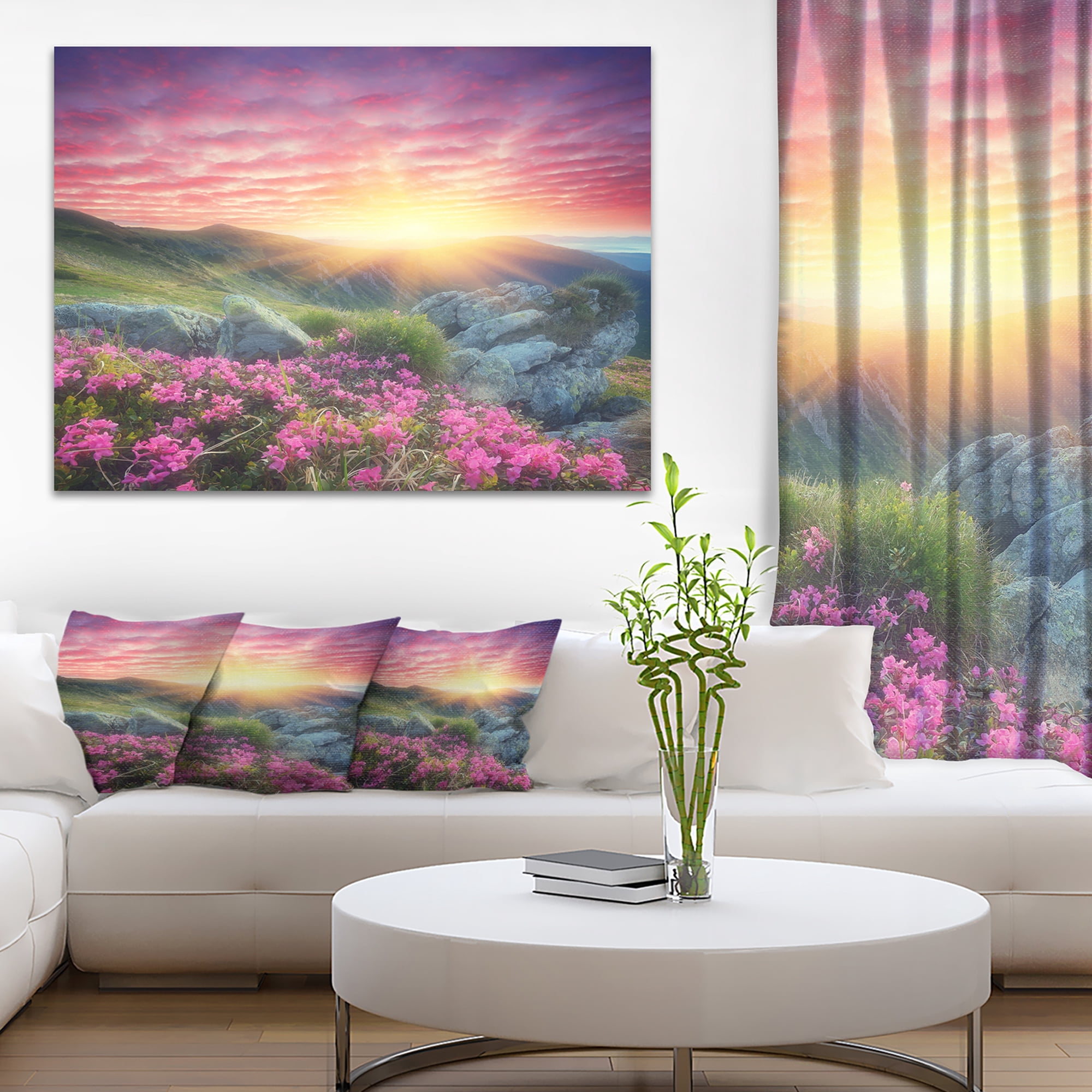 Designart 'Morning with Flowers in Mountains ' Landscape Photography Canvas Print
