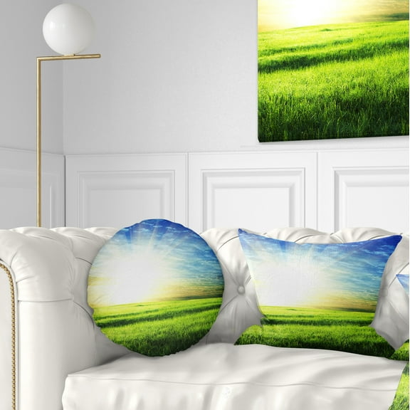 Designart 12" x 20" Green Polyester Throw Pillow