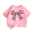 thumbnail image 5 of ZHOGXU Toddler Kids Girls T Shirt Short Sleeve Round Neck Bow Print Comfortable Breathable Fashion Tee Top For Everyday Wear,Pink,12-14 Years, 5 of 5