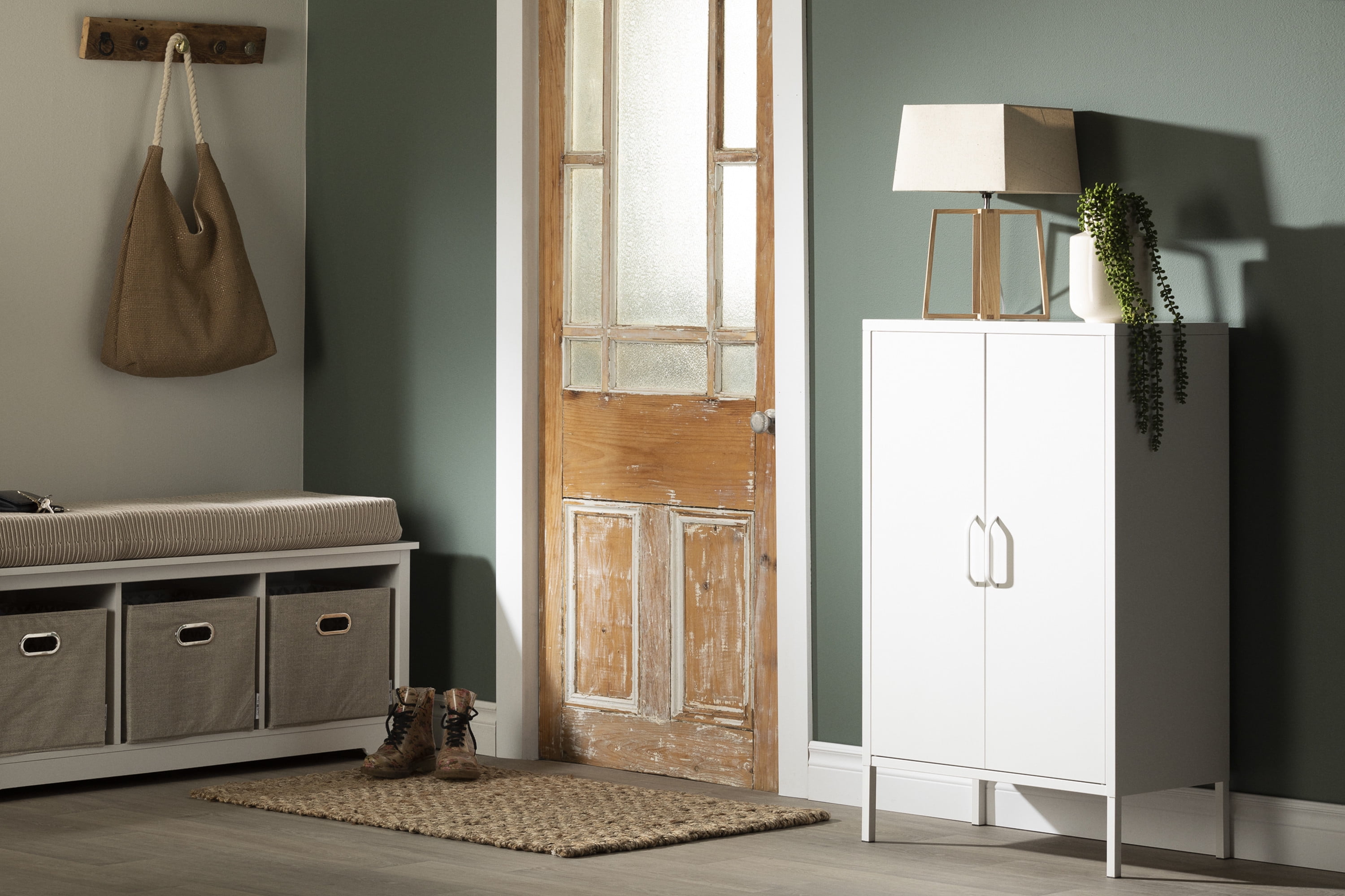 South Shore Crea, Contemporary Metal 2-Door Accent Cabinet, Pure White