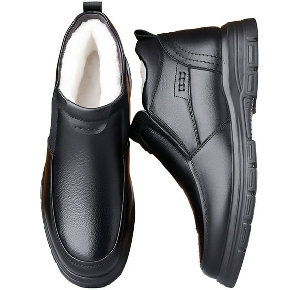 Mens Winter Shoes Thermal Insulated, Slip Resistant Casual Snow Shoes, Fleece Lined Outdoor Ankle Boots Lightweight For Hiking Walking Chef Work Winter Boots for Men