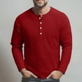 thumbnail image 4 of Homeyce Mens Long Sleeve Tee Shirts Solid Color Button Shirts Lightweight Slim Fit Stand Collar Tee Tops Big and Tall Top Pullover,Wine 3XL, 4 of 4