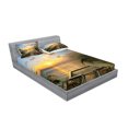 thumbnail image 2 of Ambesonne Tropical Fitted Sheet & Pillow Sham Set, Palms Sunset Scenery, Full, Multicolor, 2 of 2