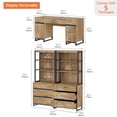 thumbnail image 2 of WAMPAT Home Office Furniture Set: 59" Executive Desk with Charging Station and Storage Cabinet, 72" Tall Bookcase with 6 Drawers, Modern Computer Desk and Library Shelf for Work Study, Oak, 2 of 15