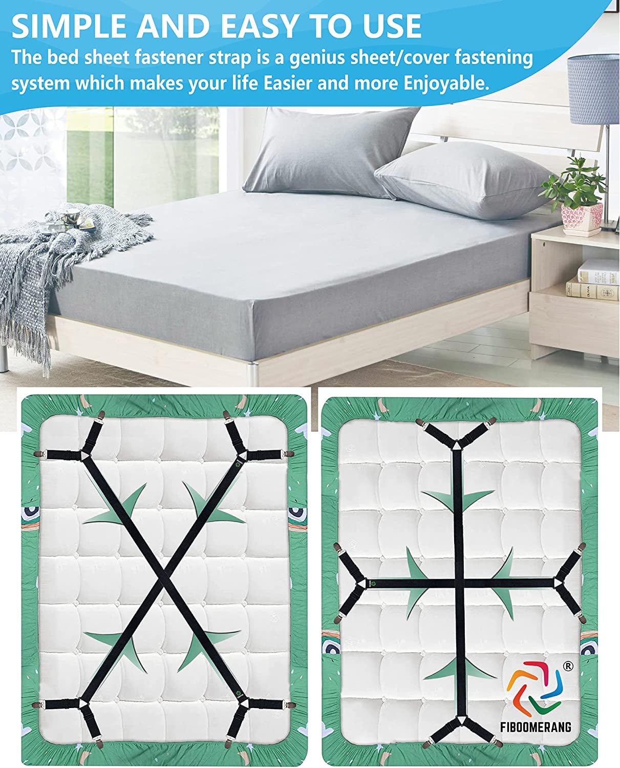 2 Pcs Bed Sheet Holder Straps Adjustable Sheets Stays Keepers with