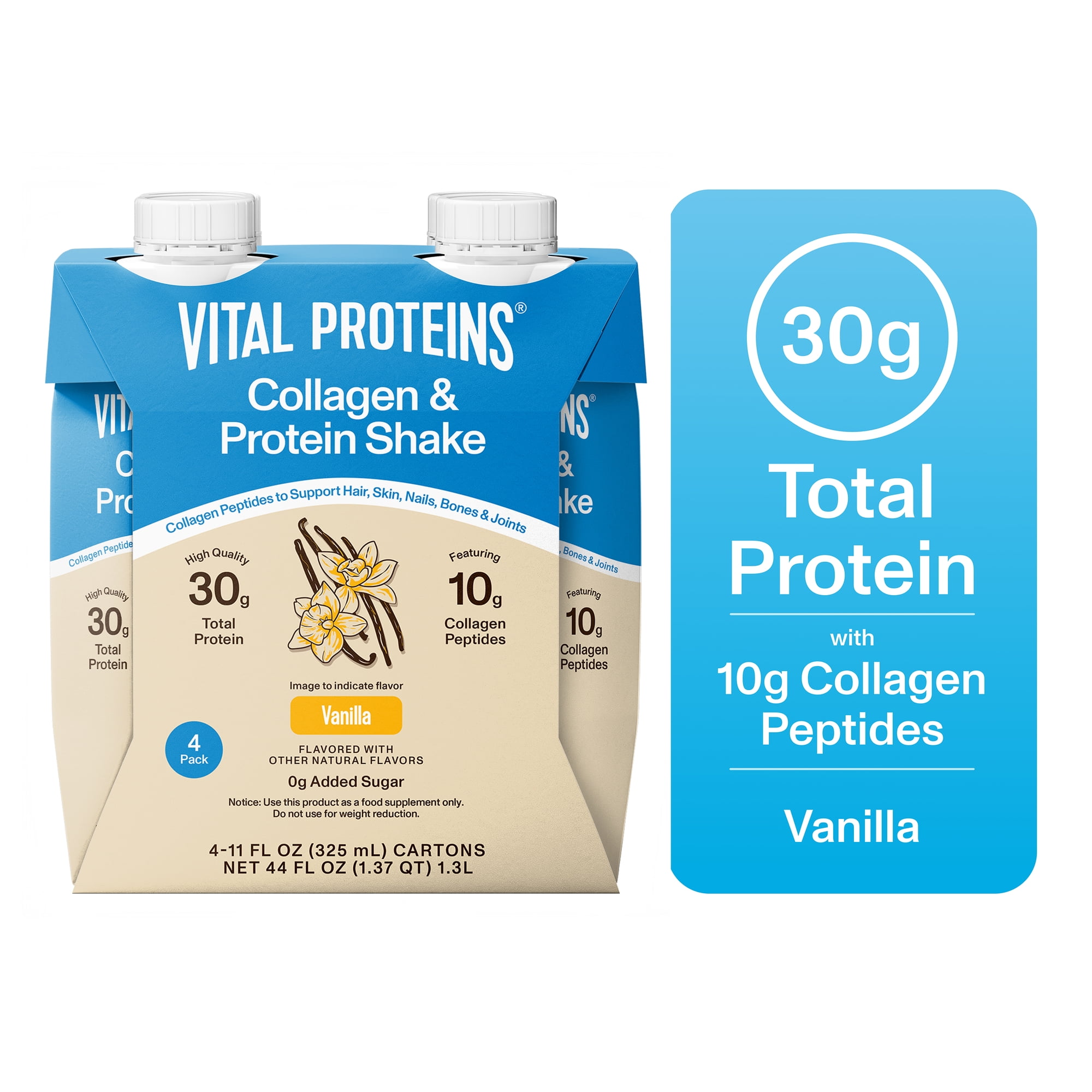 Vital Proteins Vanilla Collagen & Protein Shake, 30g Total Protein Including 10g Collagen Peptides, Collagen Support for Hair, Skin, Nails & Joints