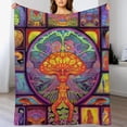thumbnail image 3 of HENGT Trippy Mushroom Blanket Hippie Plant Throw Blankets for Couch Trippy Sherpa Blankets Soft Cotton Fuzzy Blanket Plush Blanket (Classic Purple,, 3 of 6