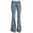 thumbnail image 2 of Charmgo Womens Flare Jeans Button Bell High Waist Jeans Destoryed Pants Bottom Denim Flare Pants Flower Embroidered Straight Leg High Waisted Baggy Jeans Bell Bottom Jeans for Women Light Blue XXL, 2 of 7