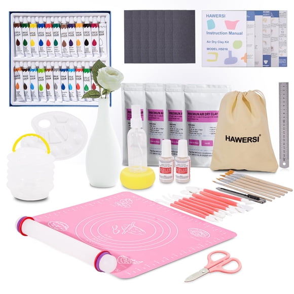 Juego de herramientas de pintura HAWERSI Air Dry Clay Kit, 4,4 kg, 66 piezas