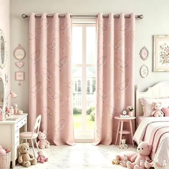 Pink Blackout Window Curtains for Girls Bedroom,Living Room,Thermal Insulated Curtains,52x84 Inch,Set of 2