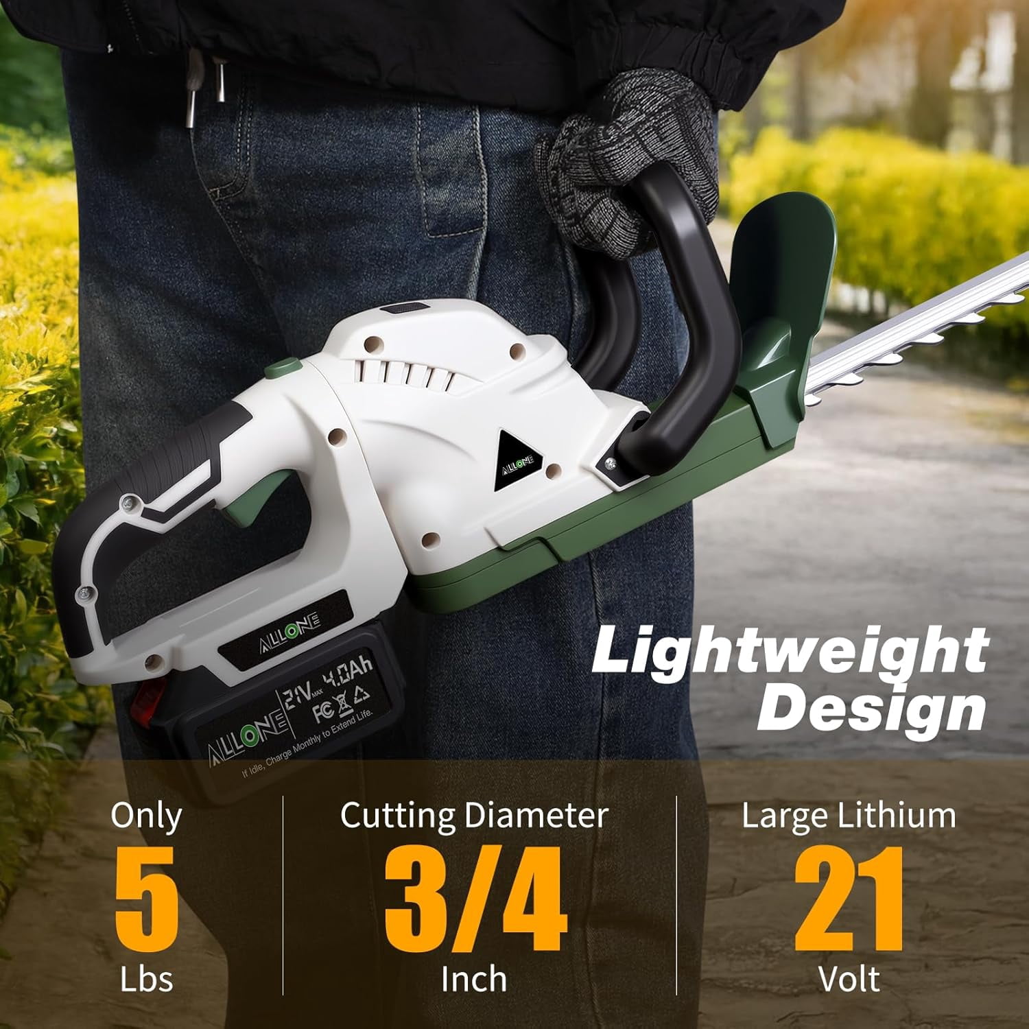20 Inch Cordless Hedge Trimmer with Dual Batteries, 180 Rotatable Head Electric Bush Clipper for Garden