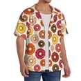 thumbnail image 4 of Xecao offers the Donut for Men's Casual Short-sleeved Shirt, a button-up collared shirt with a pocket, perfect for beach vacations and yacht travel in the 3X-Large size., 4 of 7