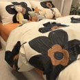 thumbnail image 1 of Korean Ins Black Flower Bedding Set Girl Orange Princess Style Sheet Cover Trellis Polyester Soft Bedclothes For Gitls Gift, 1 of 1