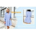 thumbnail image 4 of Long Sleeve Women V-Neck Solid Color Loose Dress, 4 of 5