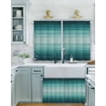 thumbnail image 2 of Turquoise Green Short Blackout Curtains 36 Inch Long Gradient Marble Ocean Abstract Striped Rod Pocket Kitchen Curtains, 2 Panels Thermal Insulated Room Darkening Drapes for Bedroom, 30"W x 36"L, 2 of 5