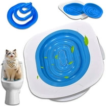 ABPETE Cat Toilet Trainer Kit - Teach Kitty to Use Toilet, Removable Design, Easy Cleaning Design, Universal Reusable Environmentally Friendly Cat Trainer for Pet Cleaning (Blue)