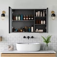thumbnail image 5 of Yamissi Bathroom Mirror Cabinet with LED Lights | Anti-Fog | Wall Mounted | 900x600mm | Black, 5 of 10