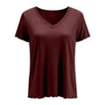 thumbnail image 5 of Diufon Pajama Tops for Women Plus Size Short Sleeve V Neck Loose Sleepwear Casual Soft Breathable Home Blouse, 5 of 6