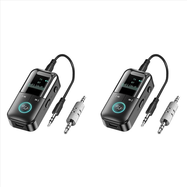 2X Transmisor Receptor Bluetooth 5.4 Adaptador Bluetooth Auxiliar Inalámbrico para TV/Avión/Coche/HiFi/Altavoz con Adaptador de Audio