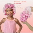 thumbnail image 5 of SENGTERM Kids Bonnet for Girls New Silk Bonnets for Kids,Double Layer Satin Bonnet,Tie Band Adjustable Sleep Cap for Child Curly Hair(3-12years), 5 of 7