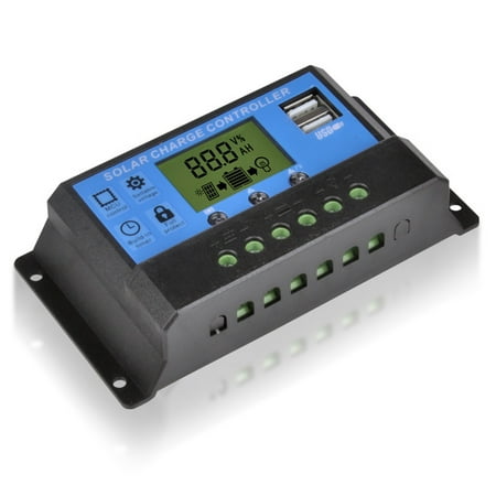 

LCD 12/24V 10/20/30A Solar Charge Controller Regulator Intelligent PWM Timer USB
