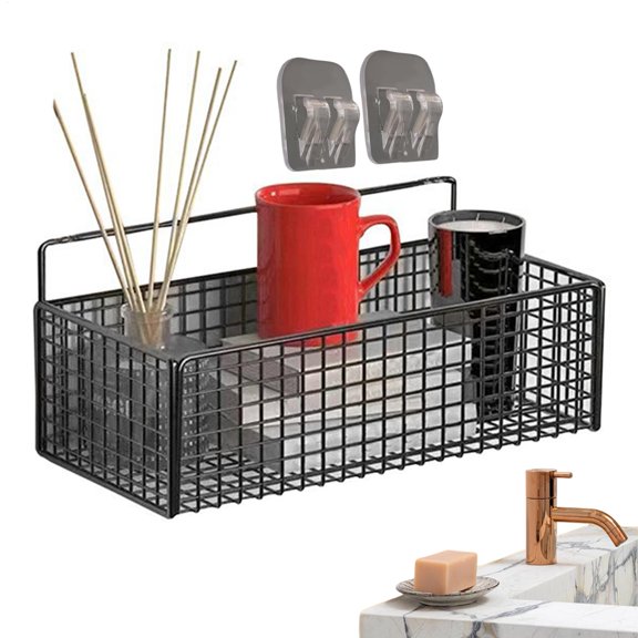 Bathroom Adhesive Shower Shelf No Drill Wall Mounted Storage Rack Waterproof Organizer Basket for Shower and Kitchen