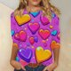 thumbnail image 4 of RKSTN Valentines 3/4 Sleeve Tops for Women Oversized Crewneck Valentine's Day Graphic Printed Short Sleeve T Shirt Womens Casual Round Neck Loose Comfy Loves Heart Print Three Quarter Sleeve Shirts, 4 of 6