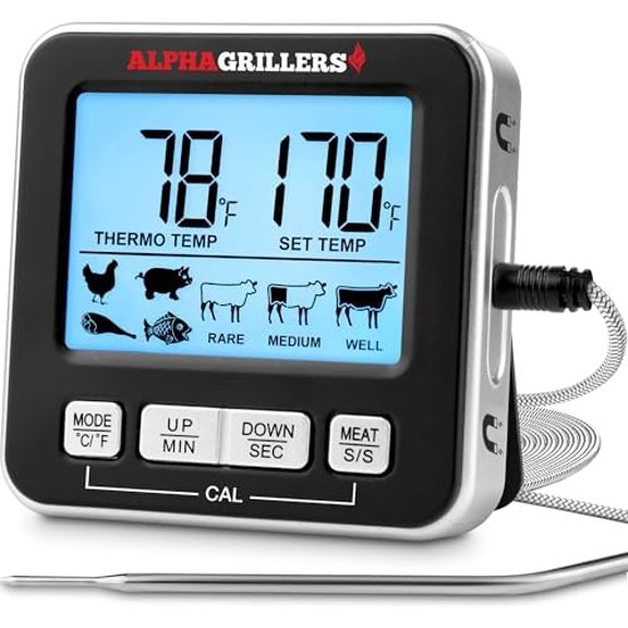 Turkey Thermometer Oven Safe Leave in - Digital Meat Thermometer Probe - Large Display with 7 Preset Temp Alerts, Timer & Alarm$$Home Decor, Kitchen, & Other