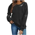 thumbnail image 2 of GaThRRgYP Womens Long Sleeve Shirts,Women's Valentine's Day Printed Long Sleeved Round Neck Sweatshirt Fashionable and Casual Hooded Sweatshirt Top Black L, 2 of 6