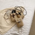 thumbnail image 2 of Xiao Hua Bolso de hombro tejido para mujer, bolso de mano y neceser, elegante bolso de mano tejido para playa, de verano, 11 x 6 x 17 cm (blanco)., 2 of 5