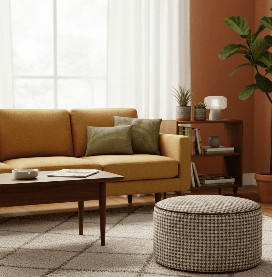 Furley Caramel Short Pouf