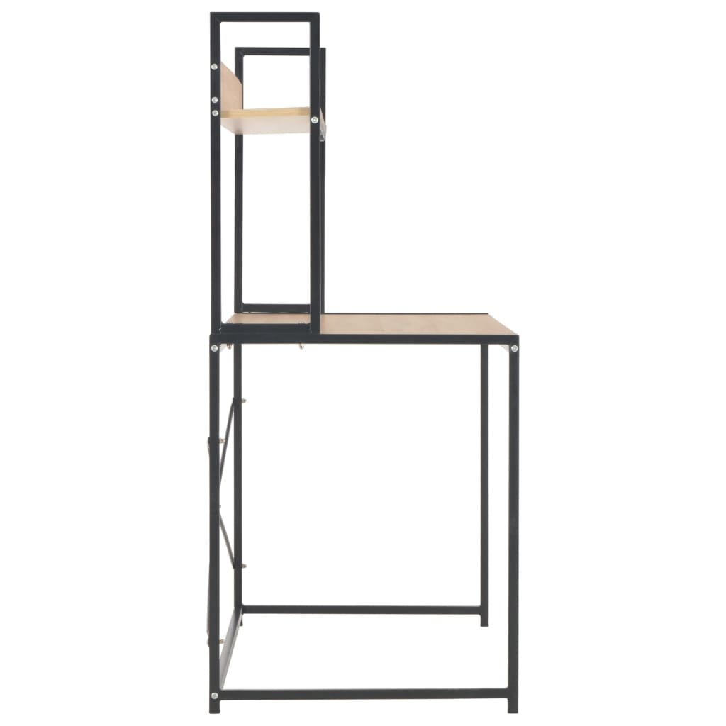 Kepooman Home Office Industrial PC Study Writing Working Table, 47.2" x 8.3" x 24.8", Black + Oak Kepooman Home Office Industrial PC Study Writing Working Table, 47.2" x 8.3" x 24.8", Black + Oak