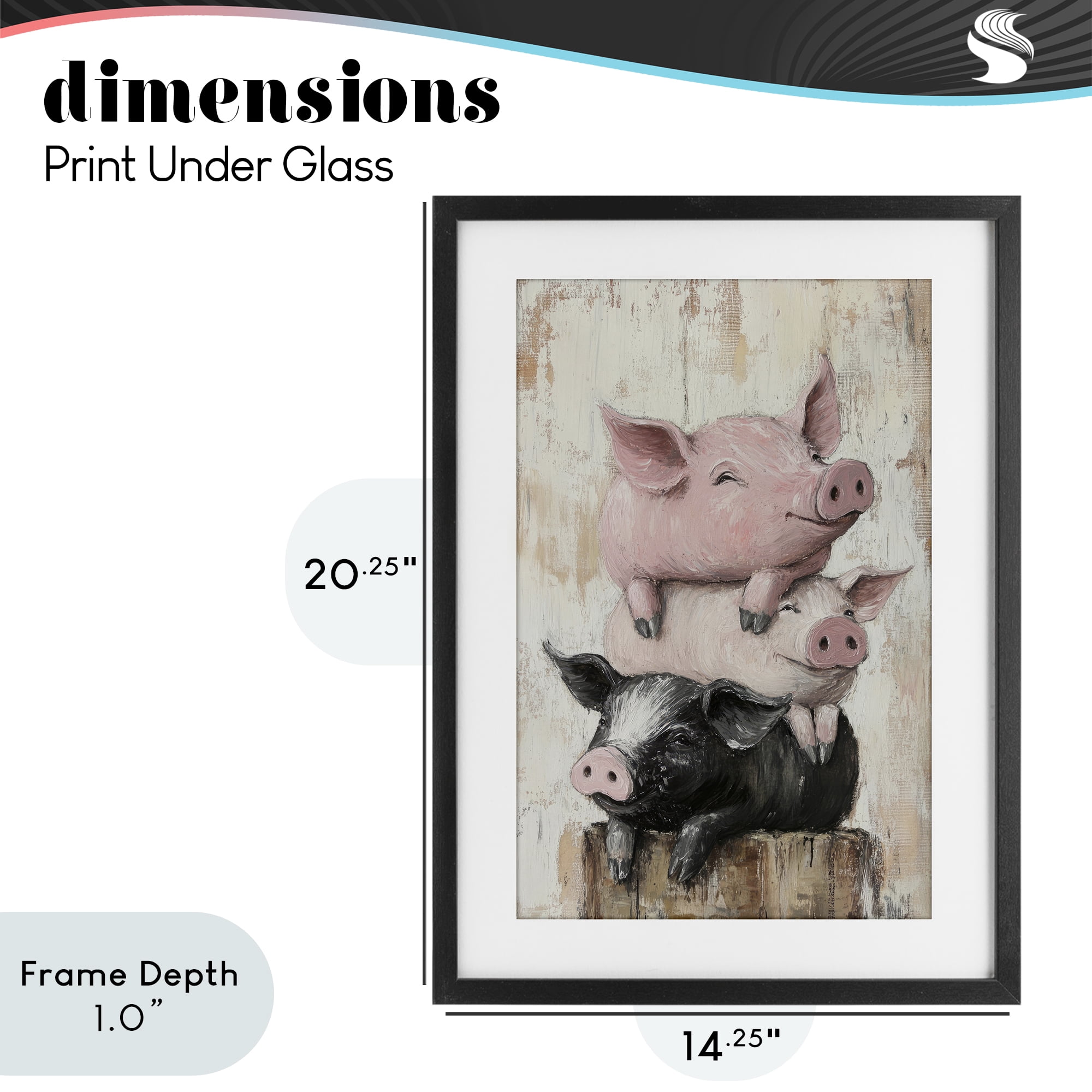 Stupell Industries Pig & Piglet Pile Black Framed Print Under Glass, design by Tina LeCour