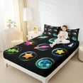 thumbnail image 4 of Manfei Cute Dinosaur Full Size Sheets 4pcs for Children, Rocket Star Bed Sheets, Kawaii Dino Animal Sheet Sets, Microfiber Bedroom Decor, 4 of 7