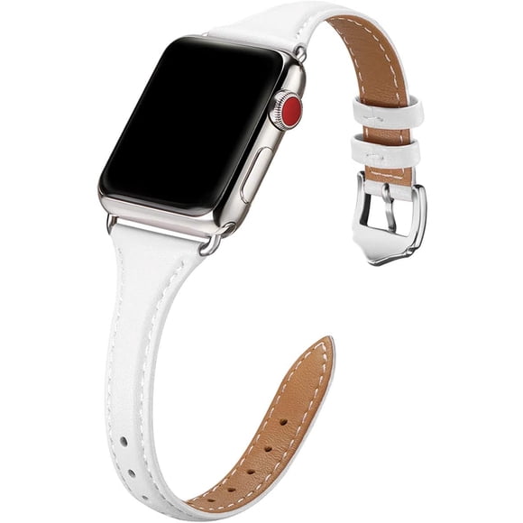 WFEAGL Leather Bands Compatible with Apple Watch Band 38mm 40mm 41mm 42mm 44mm 45mm, Top Grain Leather Band Slim&Thin