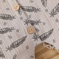 thumbnail image 3 of WEIYLL Boys Rompers Button Outfits Summer Sleeveless Feather Print Henley Grey Baby Overalls for 12-18 Months, 3 of 4