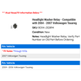 thumbnail image 2 of Headlight Washer Relay - Compatible with 2004 - 2007 Volkswagen Touareg 2005 2006, 2 of 2