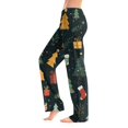 thumbnail image 2 of WTOBBY Women's Festive Christmas Print Pajama Bottoms, Soft and Comfortable Fleece-Lined Sleep Pants with Snowflake and Tree Designs, Casual Home Wear for Winter,Dark Green XS, 2 of 5