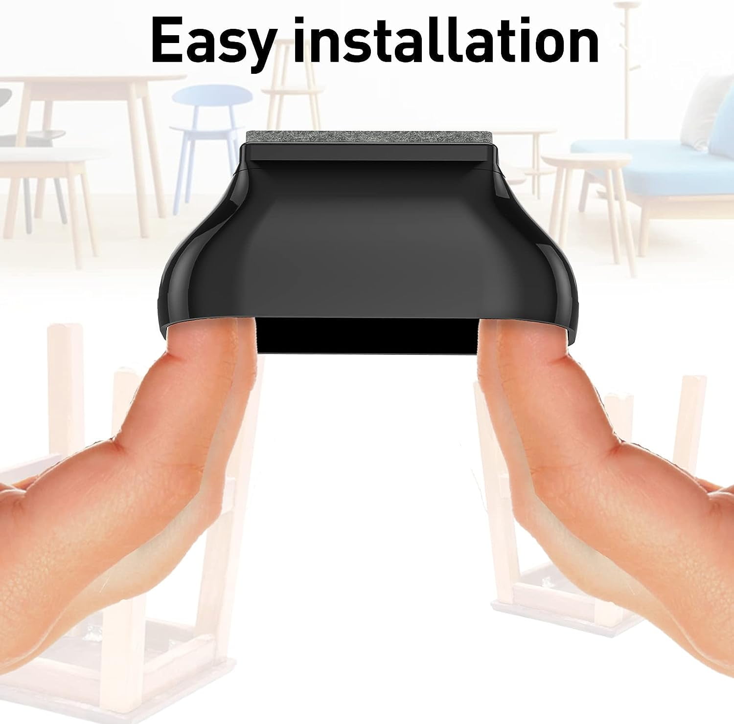 3/4" x 1 1/2" Rectangle Chair Leg Protectors for Hardwood Floors, Silicone Covers to Protect Wood Tile Floors Felt Pads Furniture Leg Caps Reduce Noise. Easy to Move. 16PCS Black.