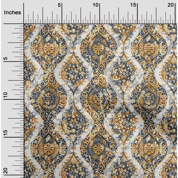 oneOone Cotton Cambric Yellow Fabric Block Dress Material Fabric Print Fabric By The Yard 42 Inch Wide
