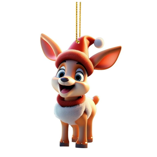 WLOELOEW Christmas 2D Hanging Ornament With Cartoon Design Tree Pendant For Holiday Decorations Version C Plastic Christmas Decor C