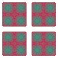 thumbnail image 1 of Psychedelic Coaster Set of 4, Bohemian Paisley Pattern Royal Colors Ombre Print Oriental Floral, Square Hardboard Gloss Coasters, Standard Size, Pink Teal, by Ambesonne, 1 of 2