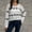 White, variant on Brondbend Oversized Sweaters for Women Knit Tops for Women Crewneck Long Sleeved Print Knitted Sweaters Loose Fit Thick Pullover Fall Winter Comfortable Party Warm Top,Black